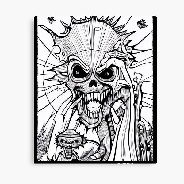 Horror monster adult coloring book page for meditation relax mindfulness canvas print for sale by ulfrgutheitrir
