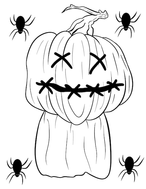Premium vector fun scary halloween coloring pages coustumes