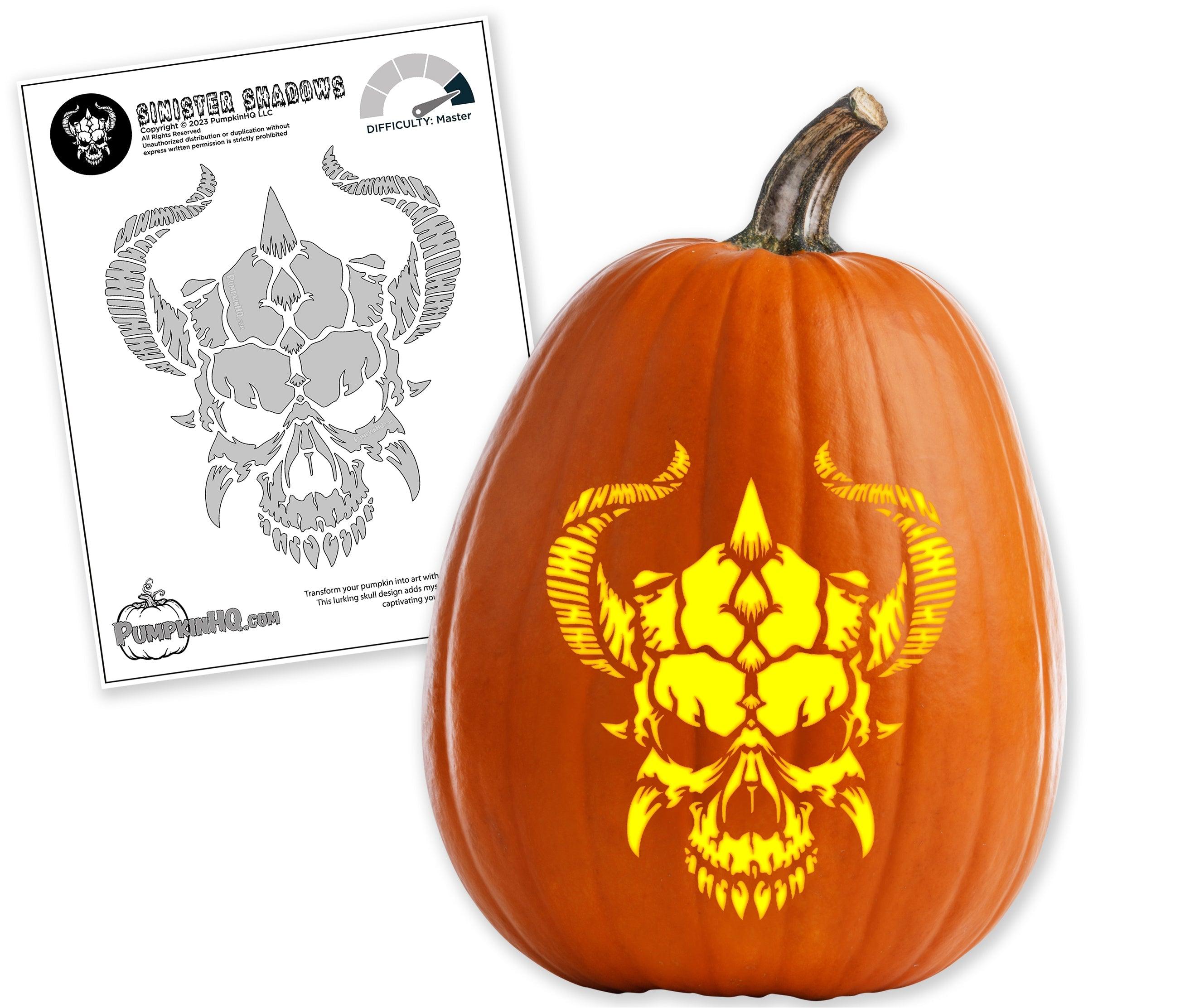 Devils skull pumpkin carving stencil