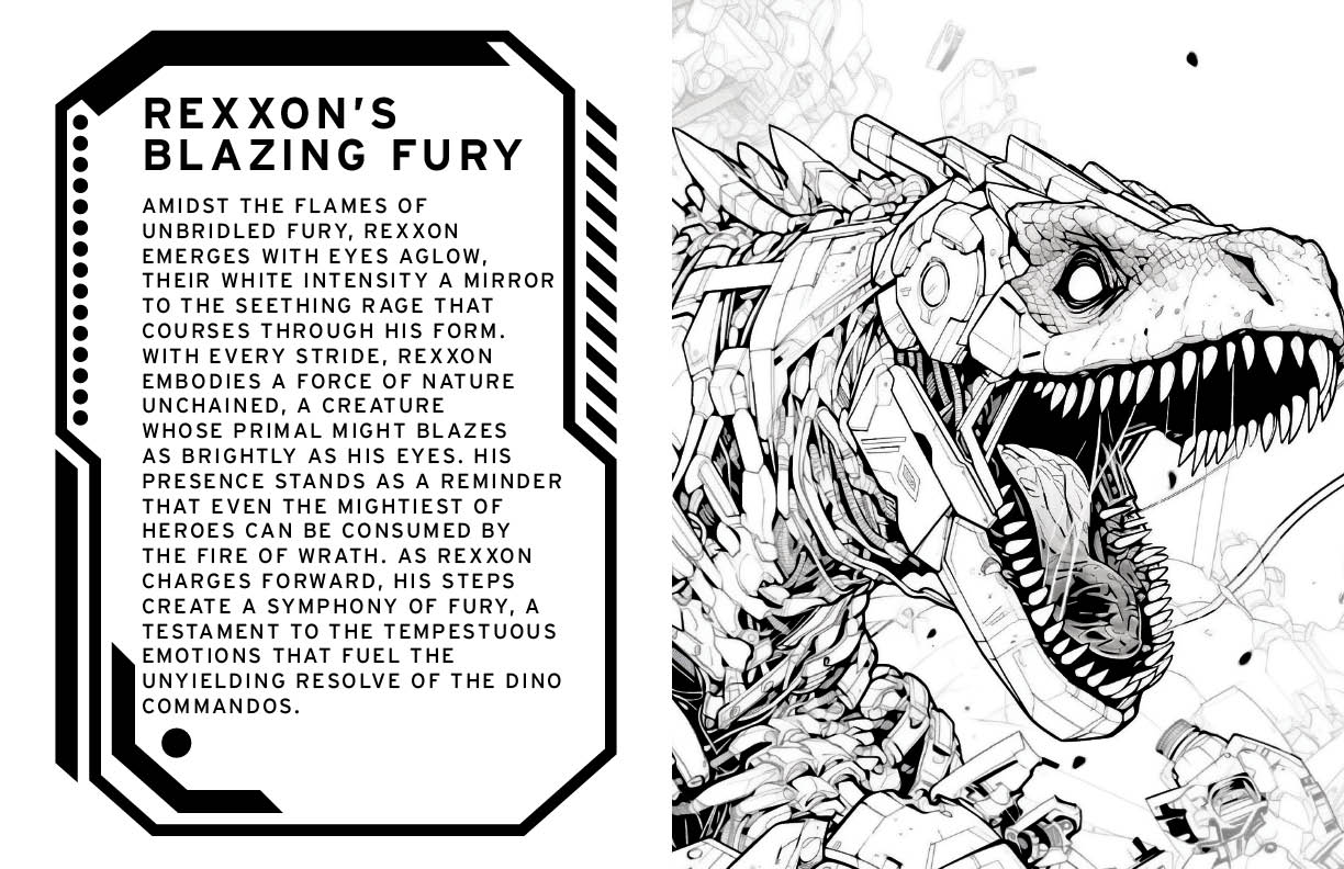 I created an adult coloring book about dinosaur mandos who fight to survive in the apocalypse the book is called dino mandos rise of the roarriors rscifi
