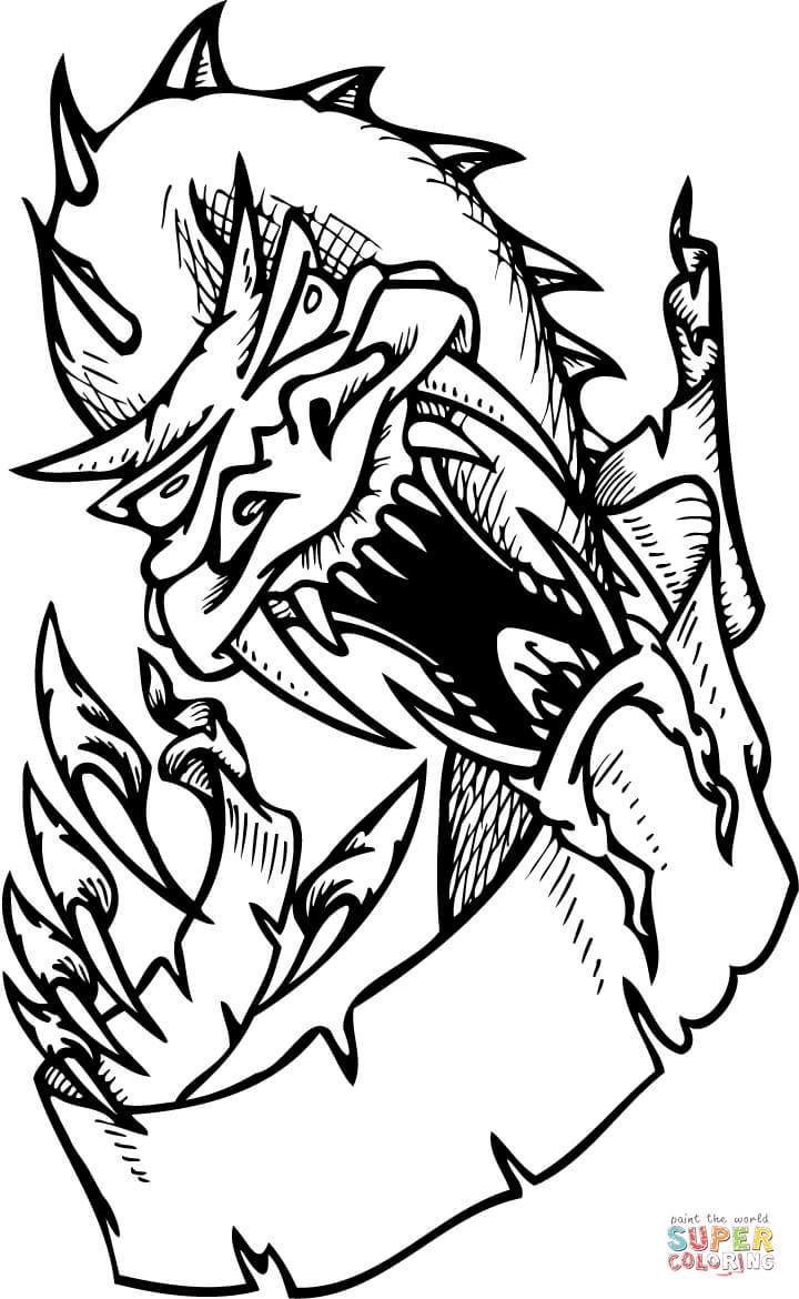 Scary dragon coloring page free printable coloring pages