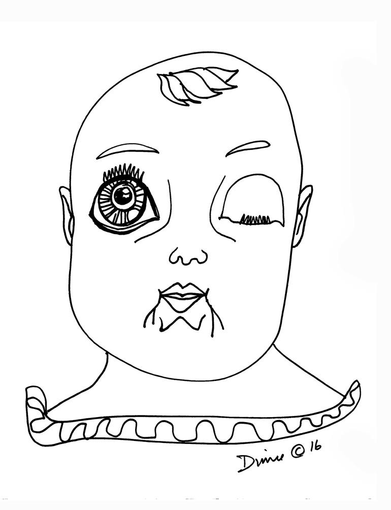 Haunted creepy doll head scary halloween coloring book drawing drawing by grace divine saatchi art