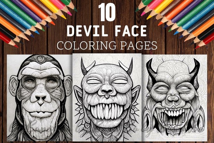 Devil face scary coloring pages for adults