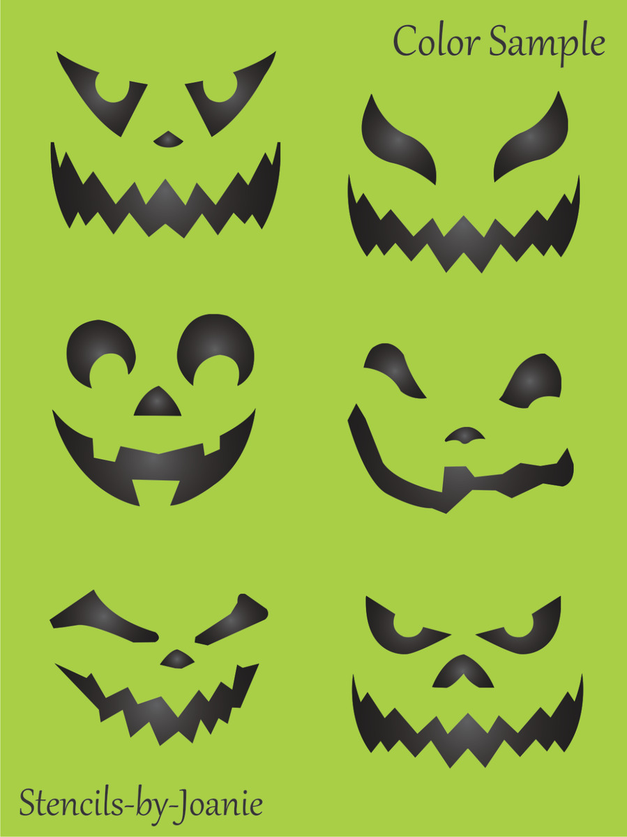 Joanie stencil pumpkin face scary halloween art airbrush reusable diy craft sign