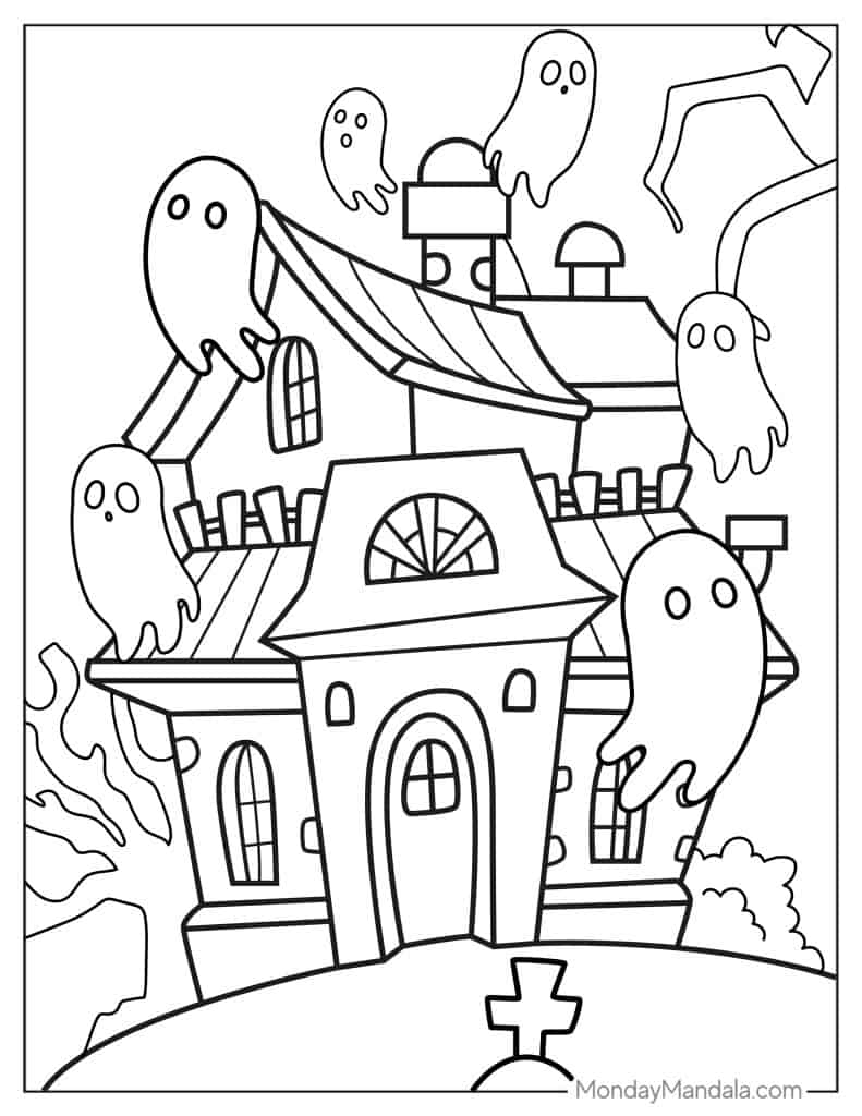 Ghost coloring pages free pdf printables