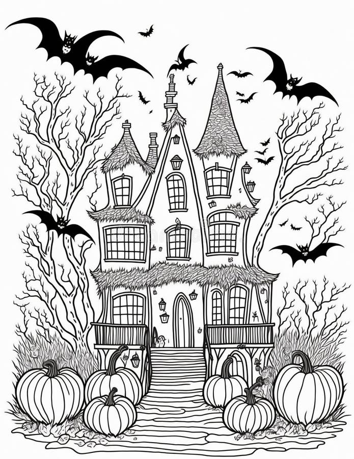 Haunted house coloring page stock illustrations â haunted house coloring page stock illustrations vectors clipart