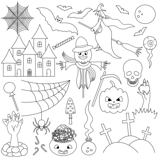 Scary halloween coloring pages vector images