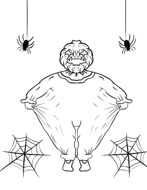 Premium vector fun scary halloween coloring pages coustumes