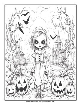 Halloween coloring pages spooky pumpkins skulls witches dolls
