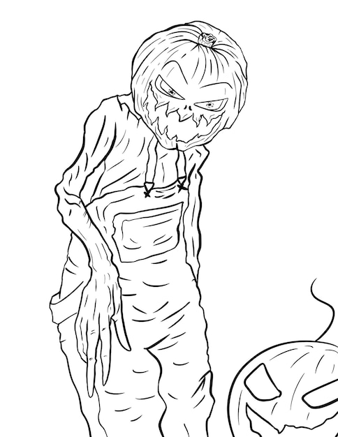 Premium vector fun scary halloween coloring pages coustumes