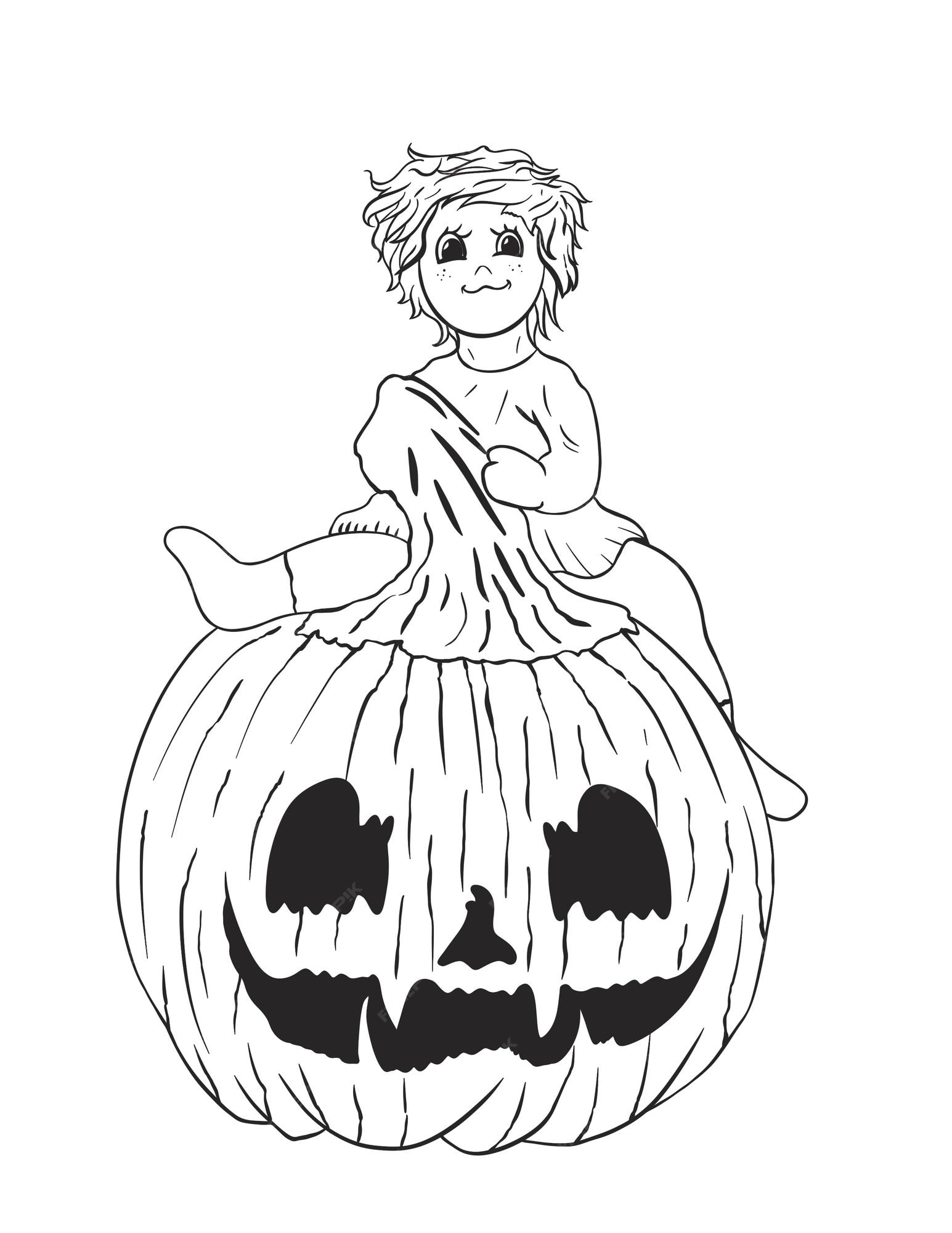 Premium vector fun scary halloween coloring pages coustumes
