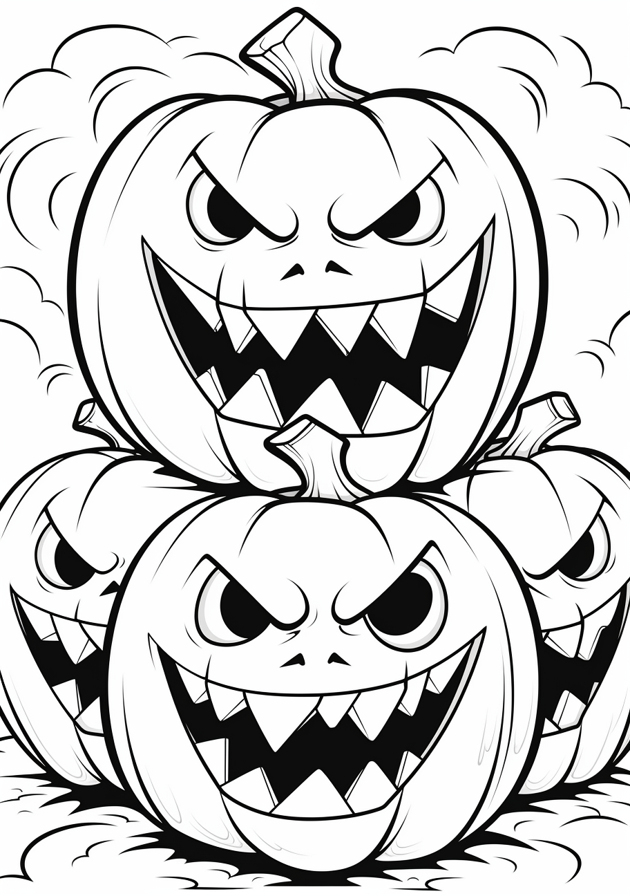 Spooky halloween trio of scary