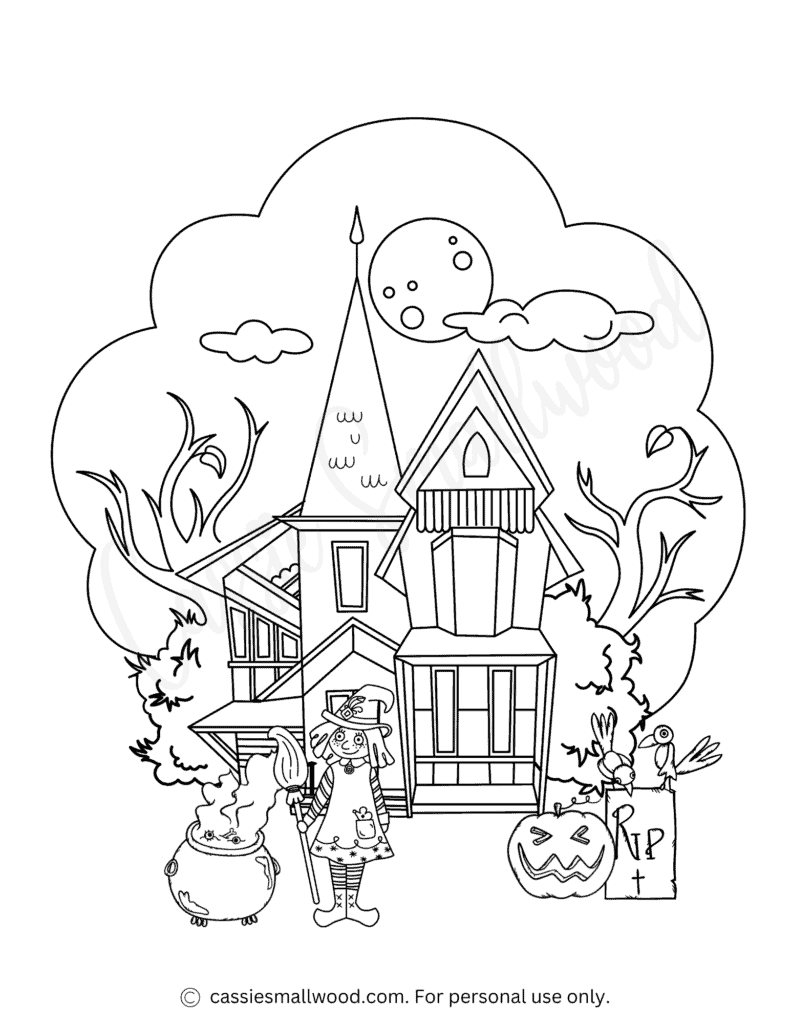 The best haunted house coloring pages