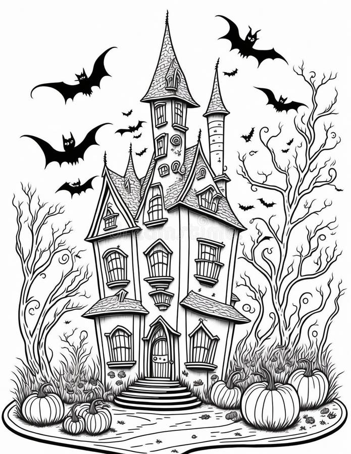 Haunted house coloring page stock illustrations â haunted house coloring page stock illustrations vectors clipart