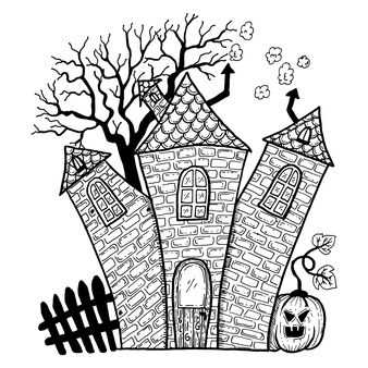 Haunted house coloring images