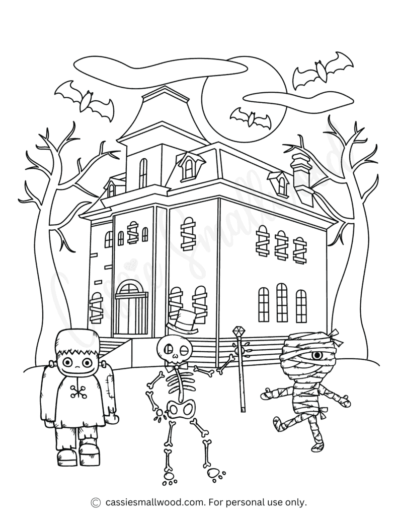 The best haunted house coloring pages