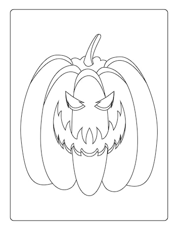 Premium vector halloween coloring pages for kids with hand drawn black color pumpkin sketch illustration