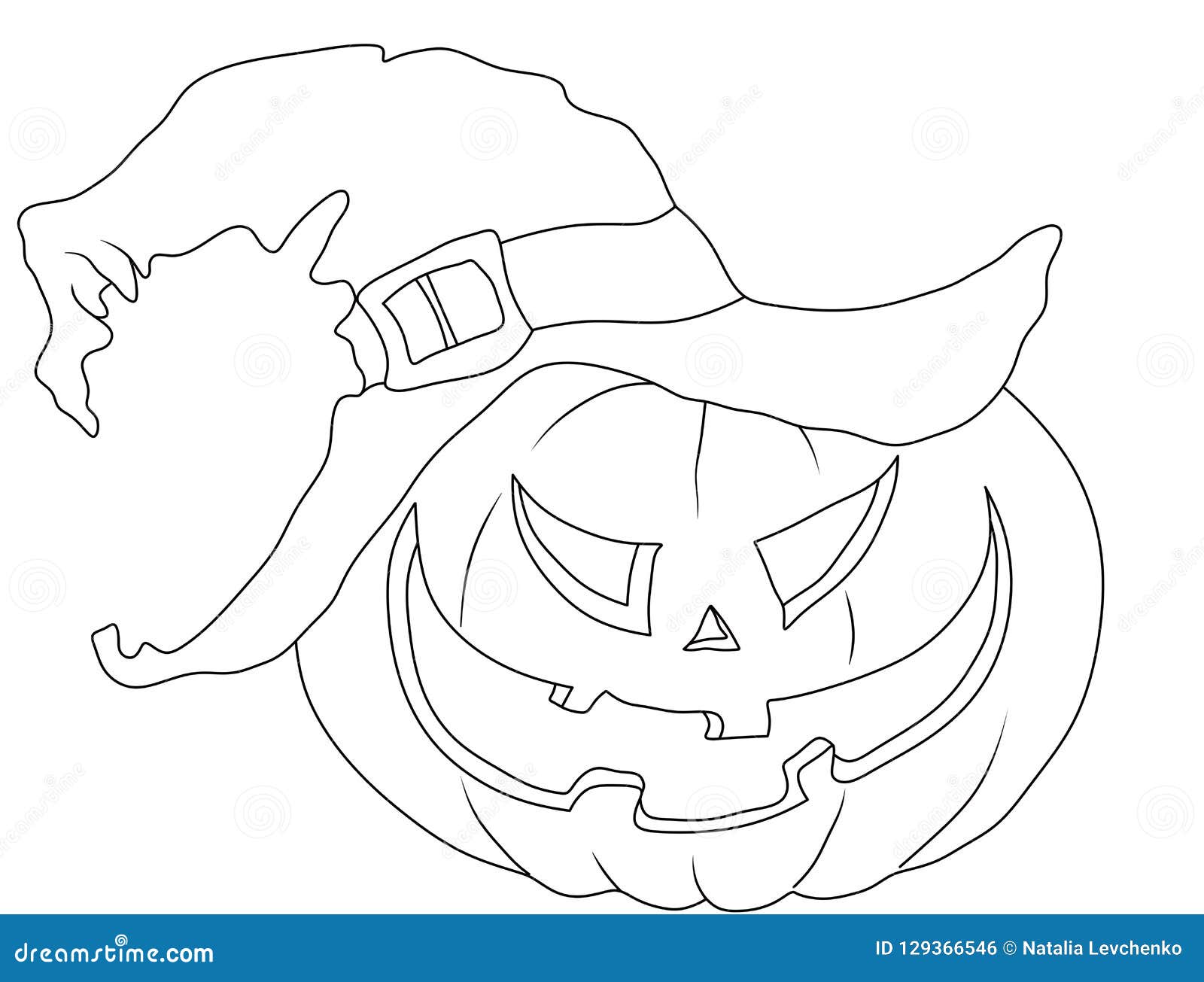 Halloween coloring page pumpkin in the hat stock illustration