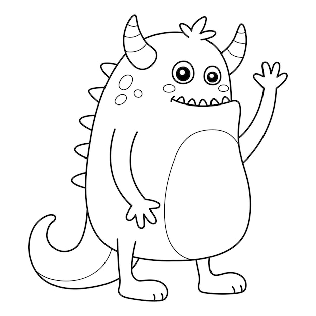Premium vector scary monster coloring page for kids
