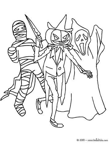 Group of creepy monsters coloring pages