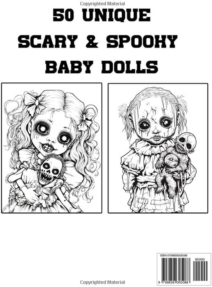 Creepy doll coloring book for adult scary spooky halloween dolls horror coloring pages for adults and teens