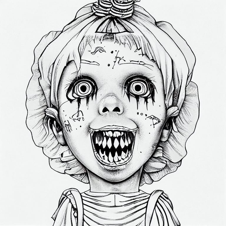 Scary doll coloring page color book