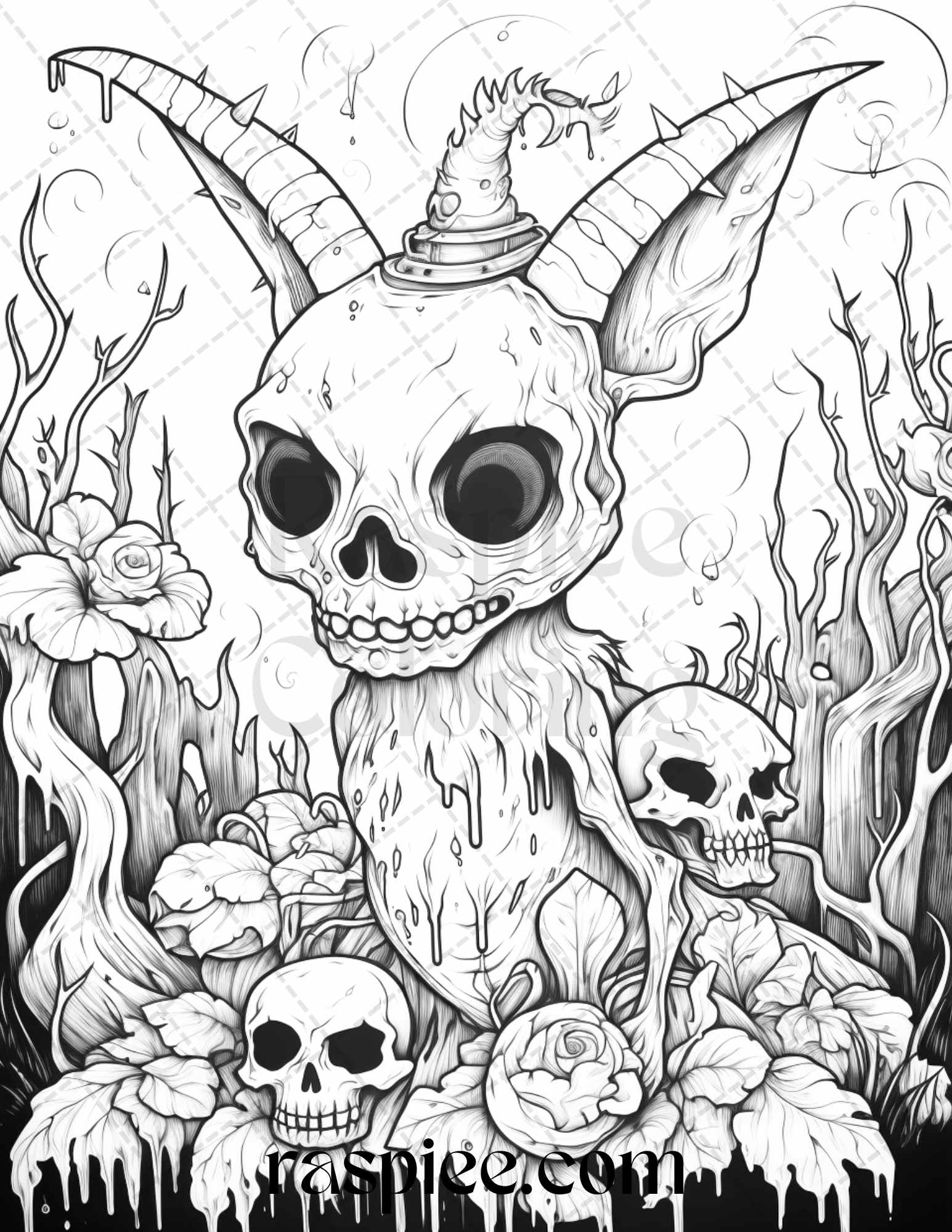 Halloween scary animals grayscale coloring pages printable for adul â coloring