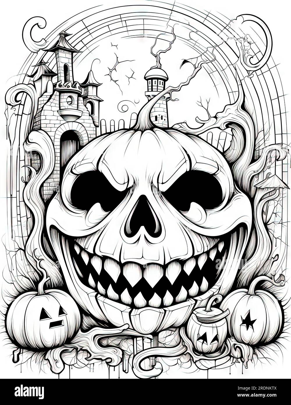 Haunted pumpkin coloring page hi