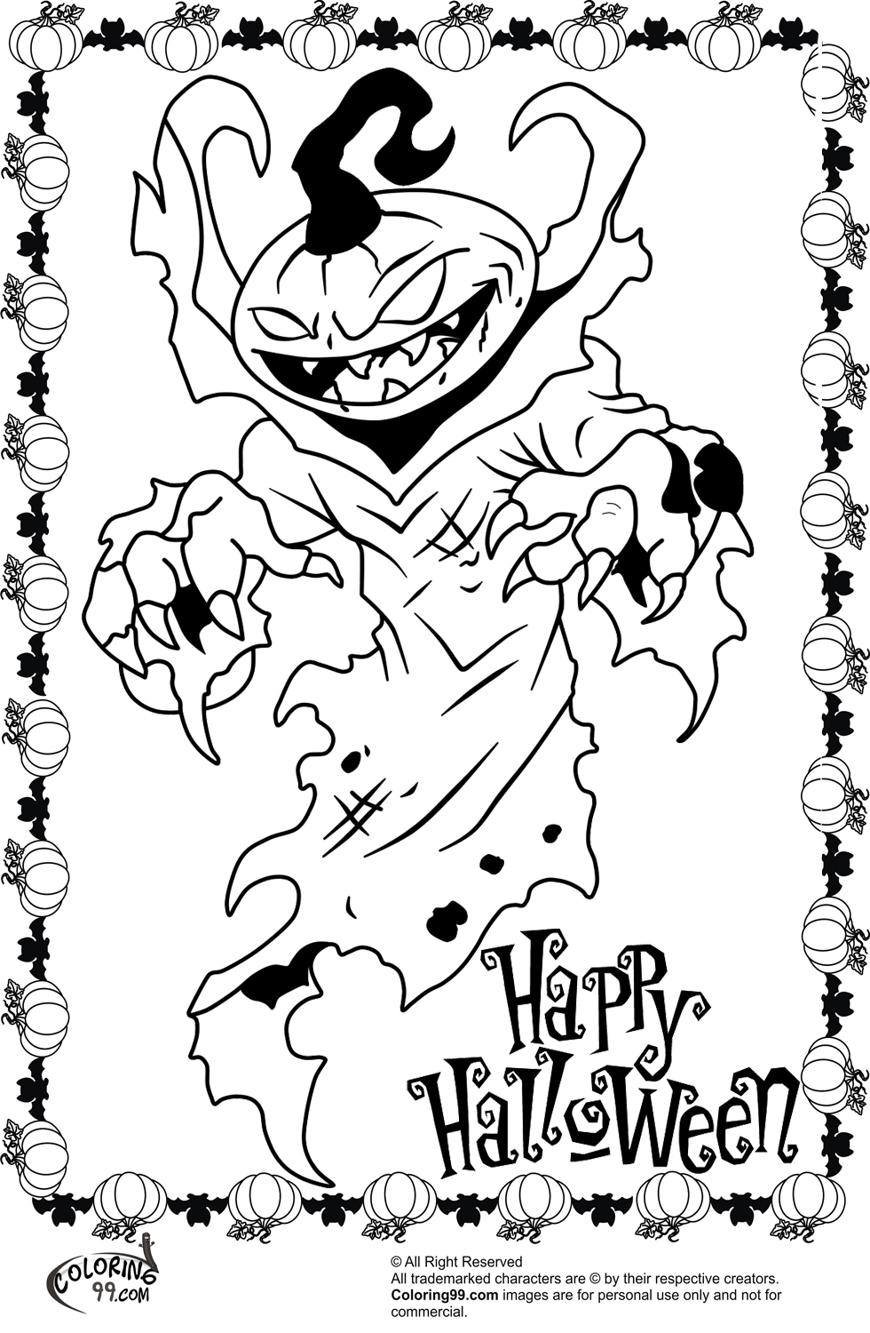 Scary halloween pumpkin coloring pages team colors