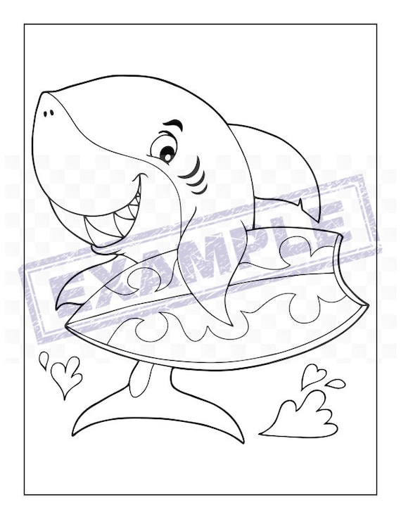 Cute shark coloring pages pdf pages full x sized adorable not scary sharks great for kids of all ages