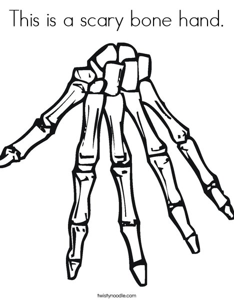 This is a scary bone hand coloring page