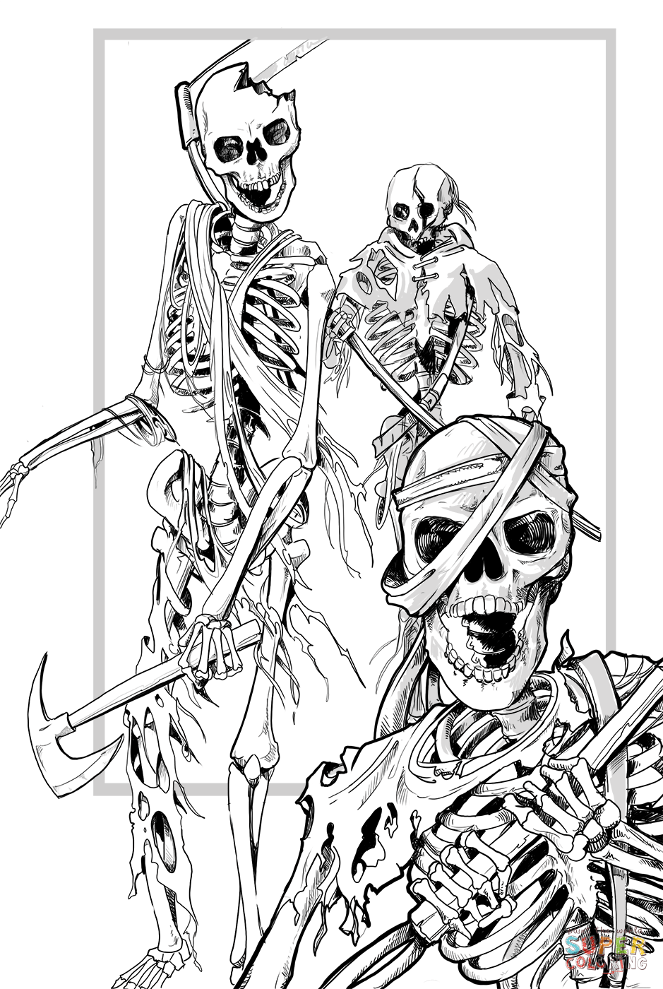 Dnd skelleton coloring page free printable coloring pages