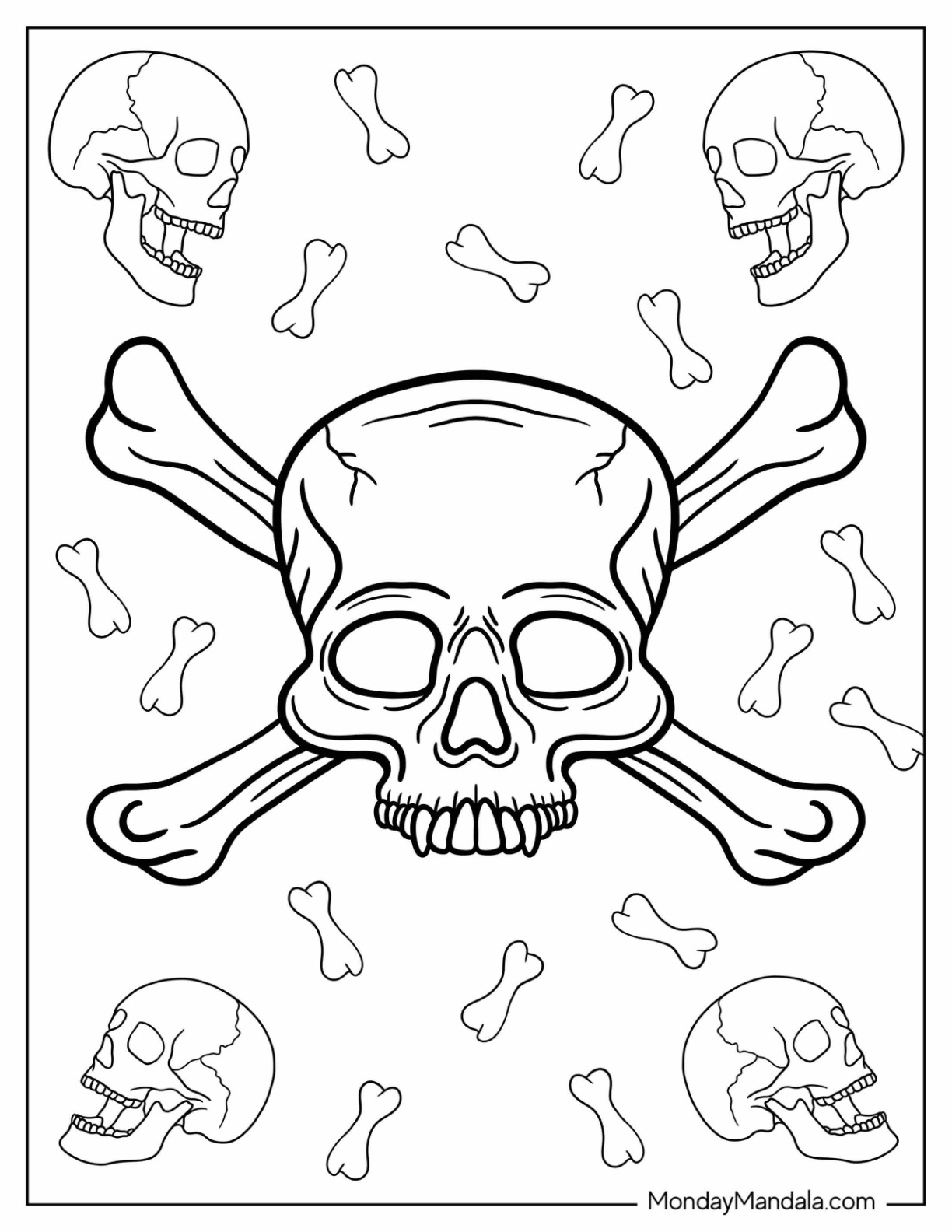 Skeleton coloring pages free pdf printables