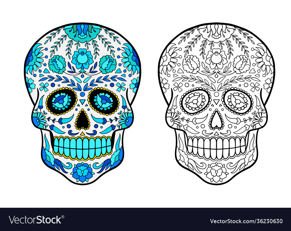 Sugar skull coloring page royalty free vector image