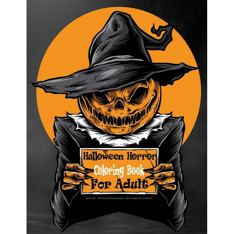 Halloween horror coloring books for adults zombie and skull face relief monsters spooky creatures haunted creepy paint scary happy pumpkin stress relief design notebook colored lined notes relaxat