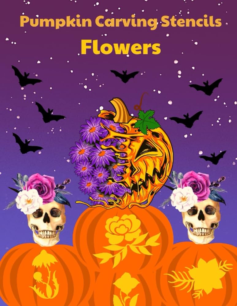 Pumpkin carving stencils flowers floral halloween templates for decorating pumpkins easy and advanced patterns for kids teens and adults rinnuka ewelina books