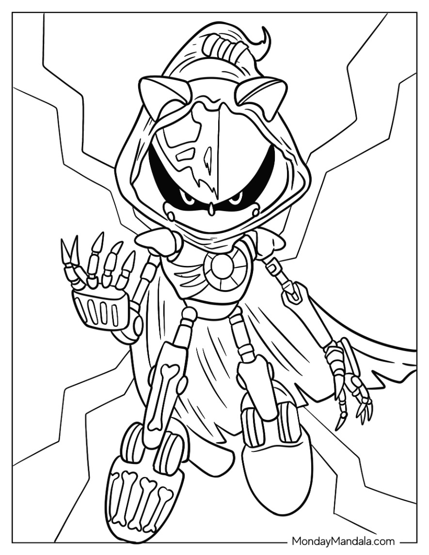 Metal sonic coloring pages free pdf printables