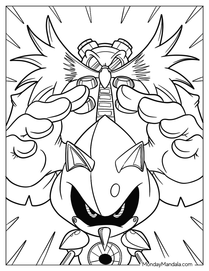 Metal sonic coloring pages free pdf printables
