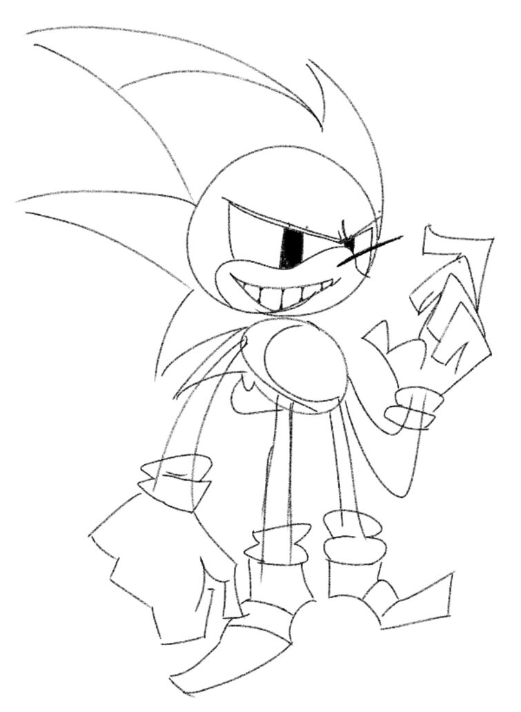Tried to draw sonic without using the undo button or the eraser