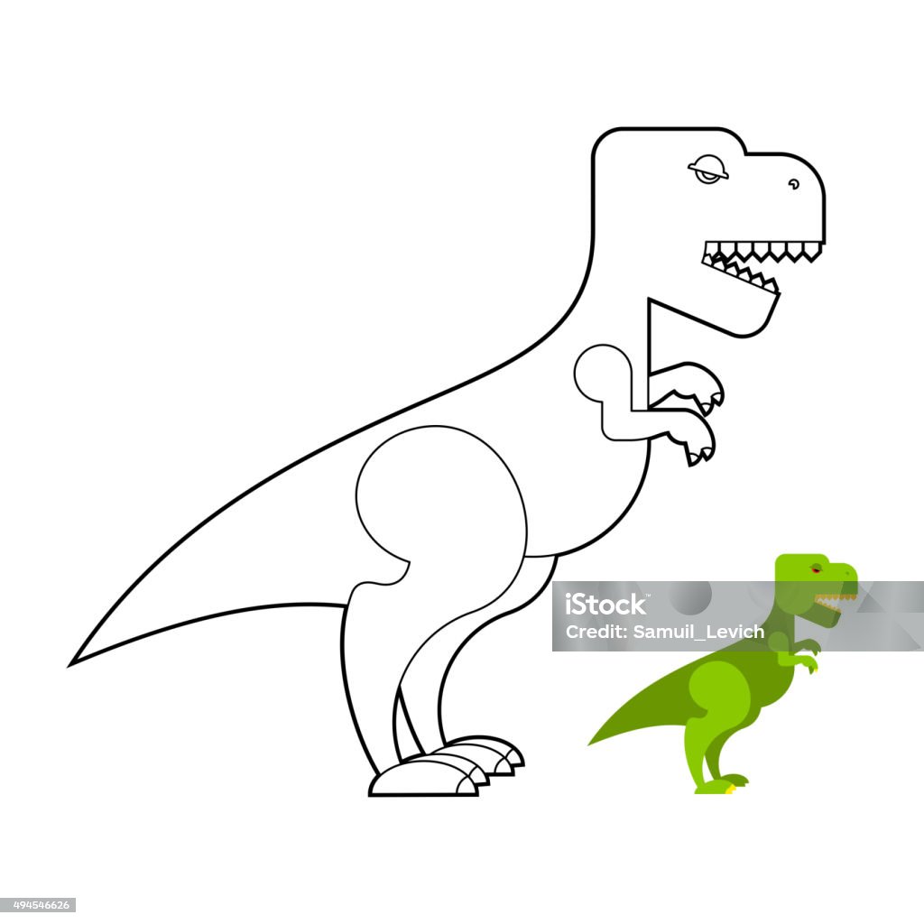 Trex dinosaur coloring book scary big tyrannosaurus prehistor stock illustration