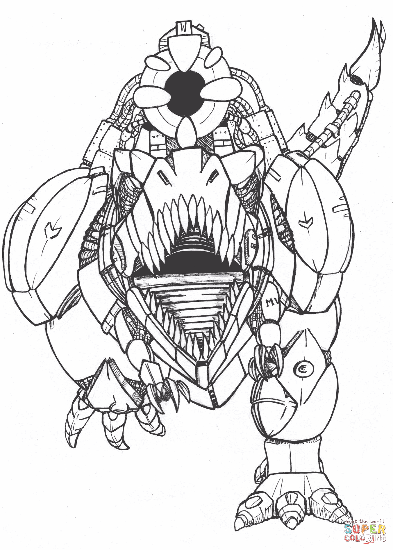 Mecha vastatosaurus rex coloring page free printable coloring pages