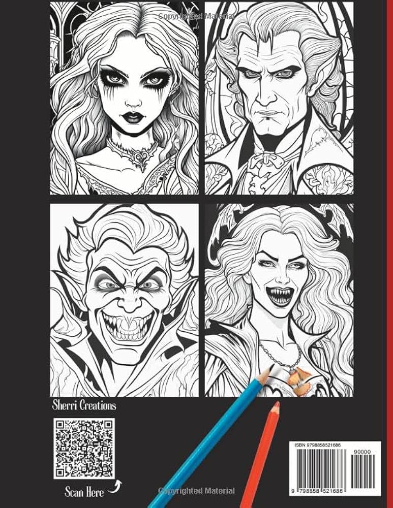 Vampire coloring book scary creepy vintage vampire coloring pages for teens adults creations sherri books