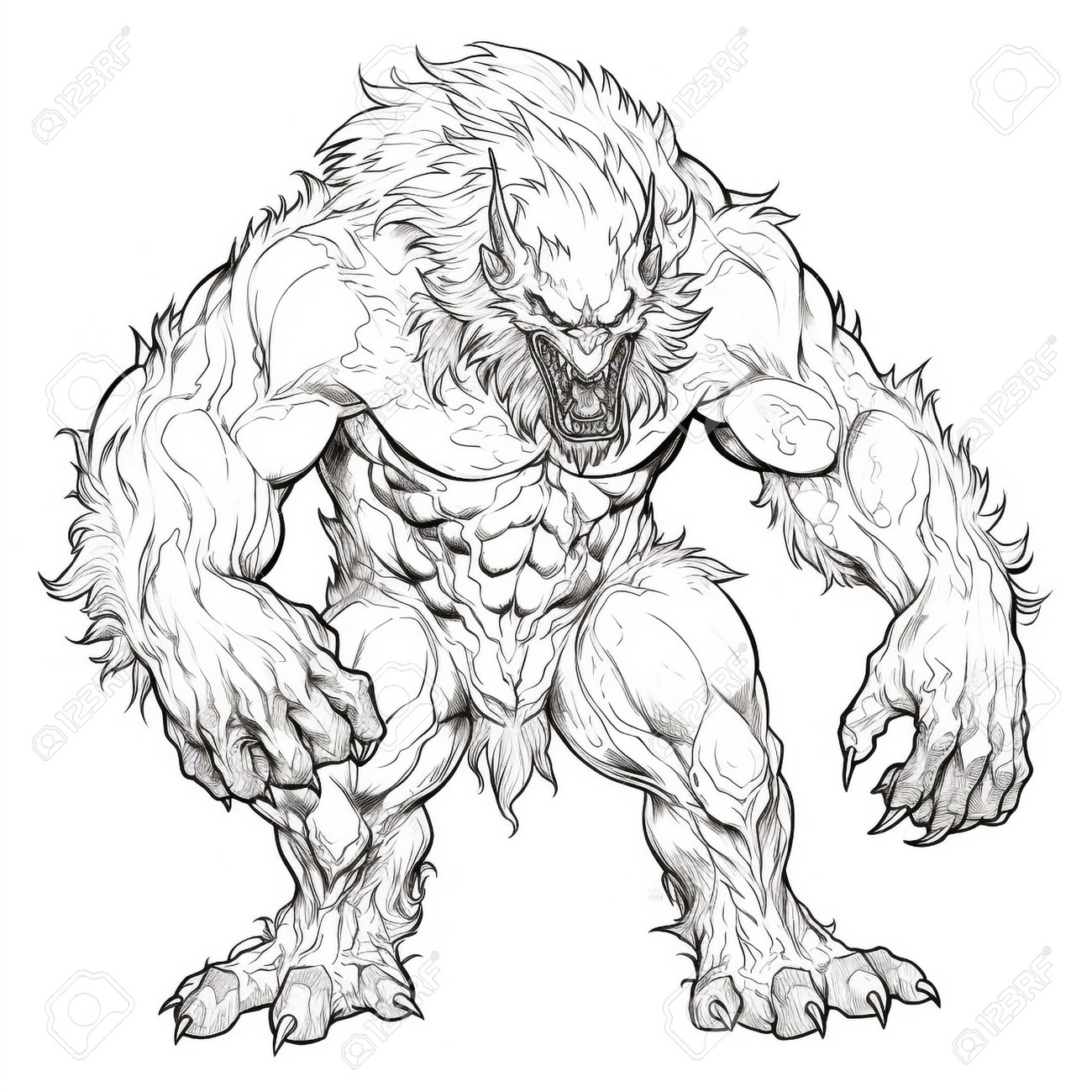 Werewolf coloring pages for adults stock photo picture and royalty free image image