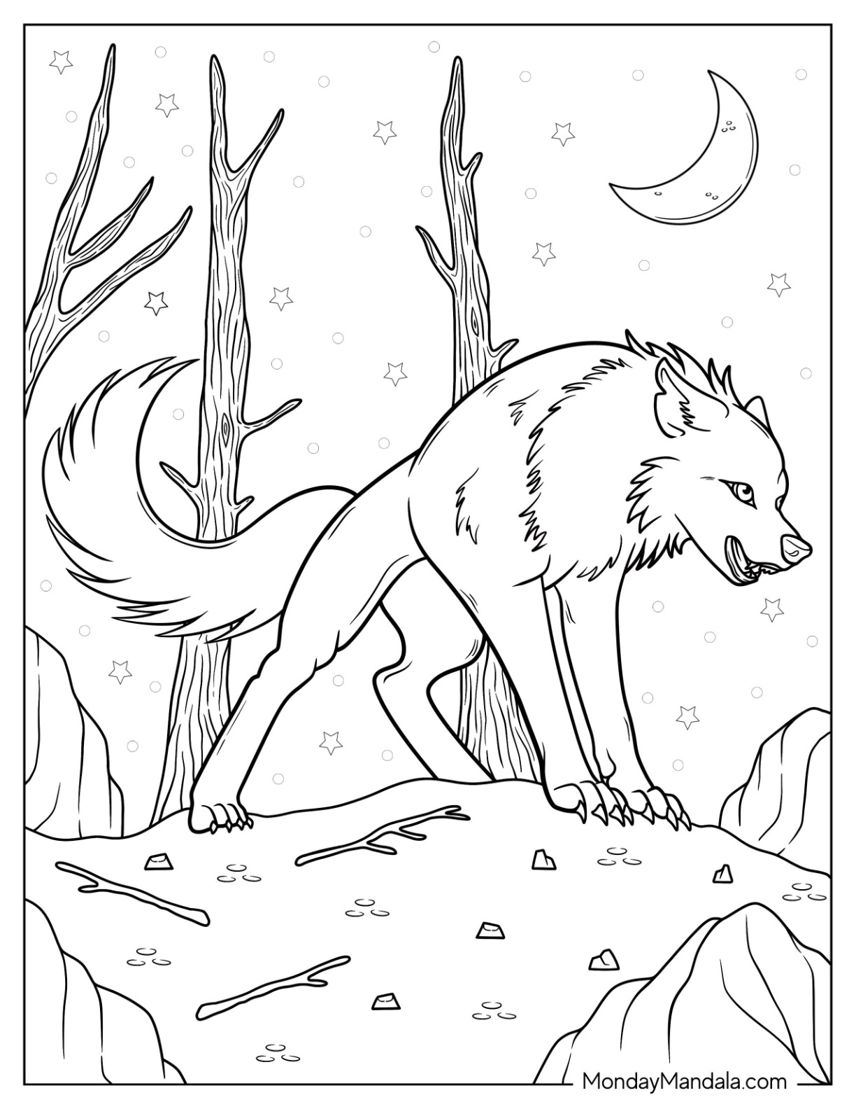 Wolf coloring pages free pdf printables