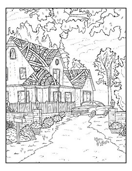 Autumn scenes coloring pages by qetsy tpt