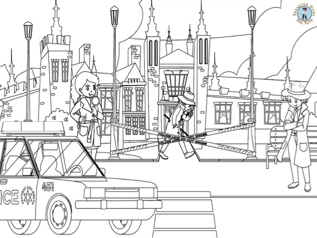 Crime scene investigation coloring page