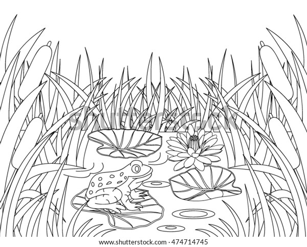 Nature scene coloring page stock vector royalty free