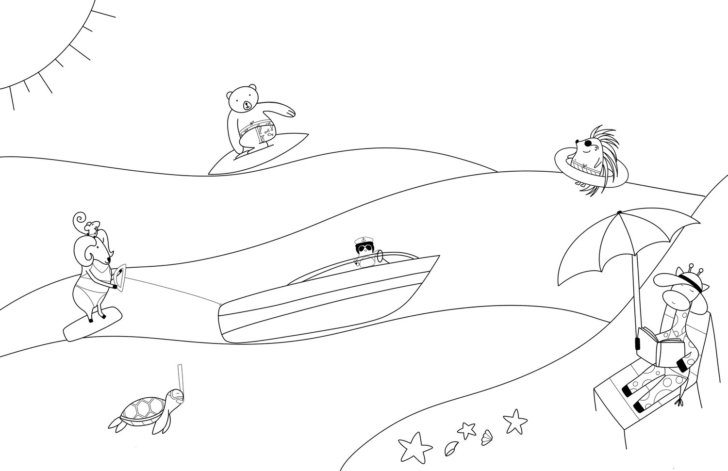 Lake day loring page digital â the doodle shop
