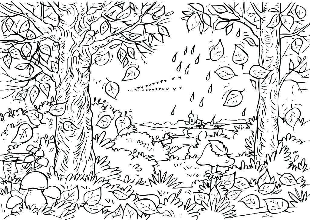 Scenery coloring pages for adults