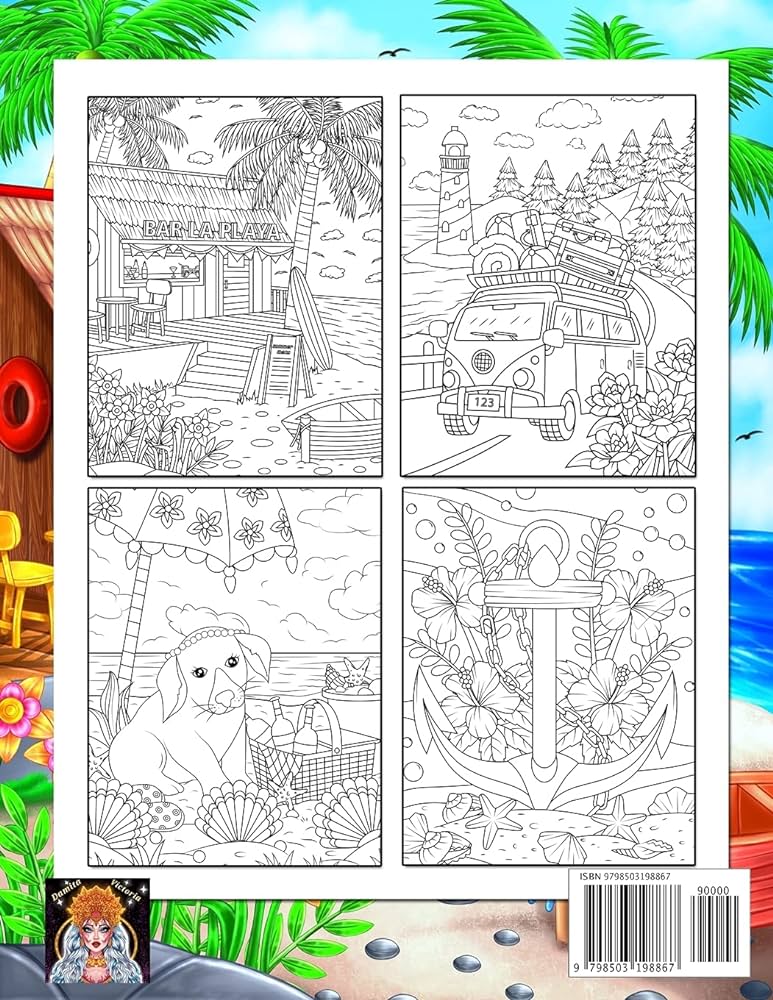 Summer scenes adult coloring book featuring stress relieving summer scenery coloring pages perfect for adults relaxation and coloring gift book ideas victoria damita books
